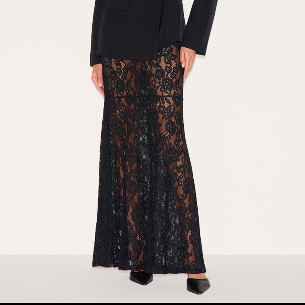 PrettyLittleThing Black Lace Maxi Skirt